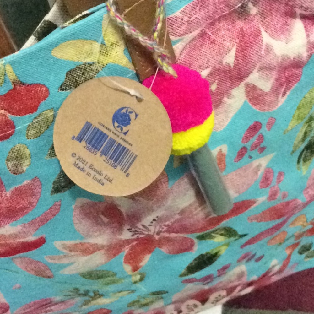 Eccolo Reusable Waterlily Canvas Pom Pom Bag - Picture 5 of 8
